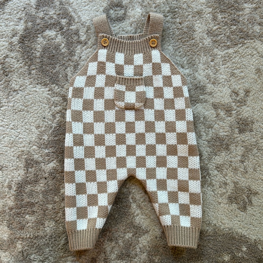 Knit checker overalls